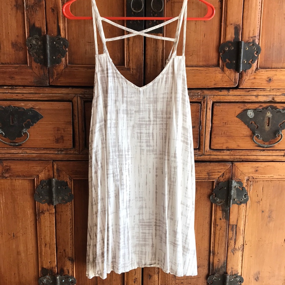 RVCA Grey White Beach Tank Dress Size Medium
